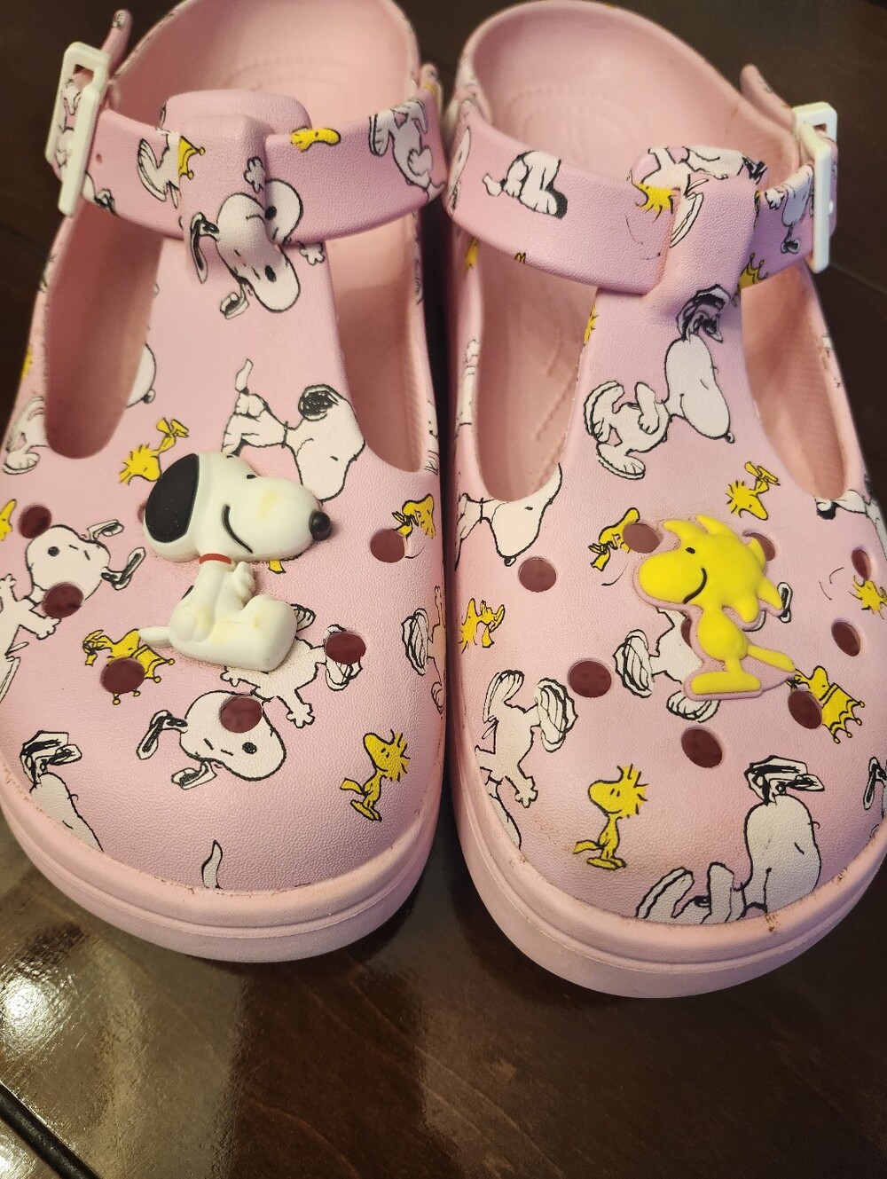 Pink Snoopy & Woodstock Crocs- Women's Size 11/Men's Size 9